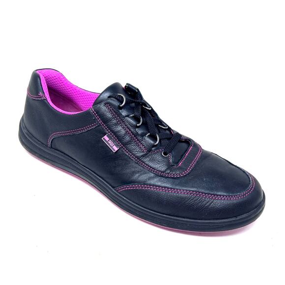 SAS Shoes - SAS Sporty Lux Sneaker Womens 11 N Black Leather‎ Pink Trim Lace Up Comfort
